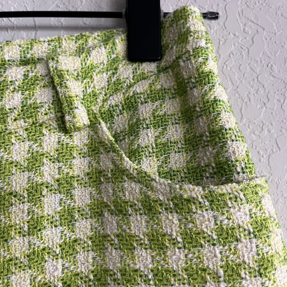 Topshop Green Houndstooth Crop Trousers Size 6